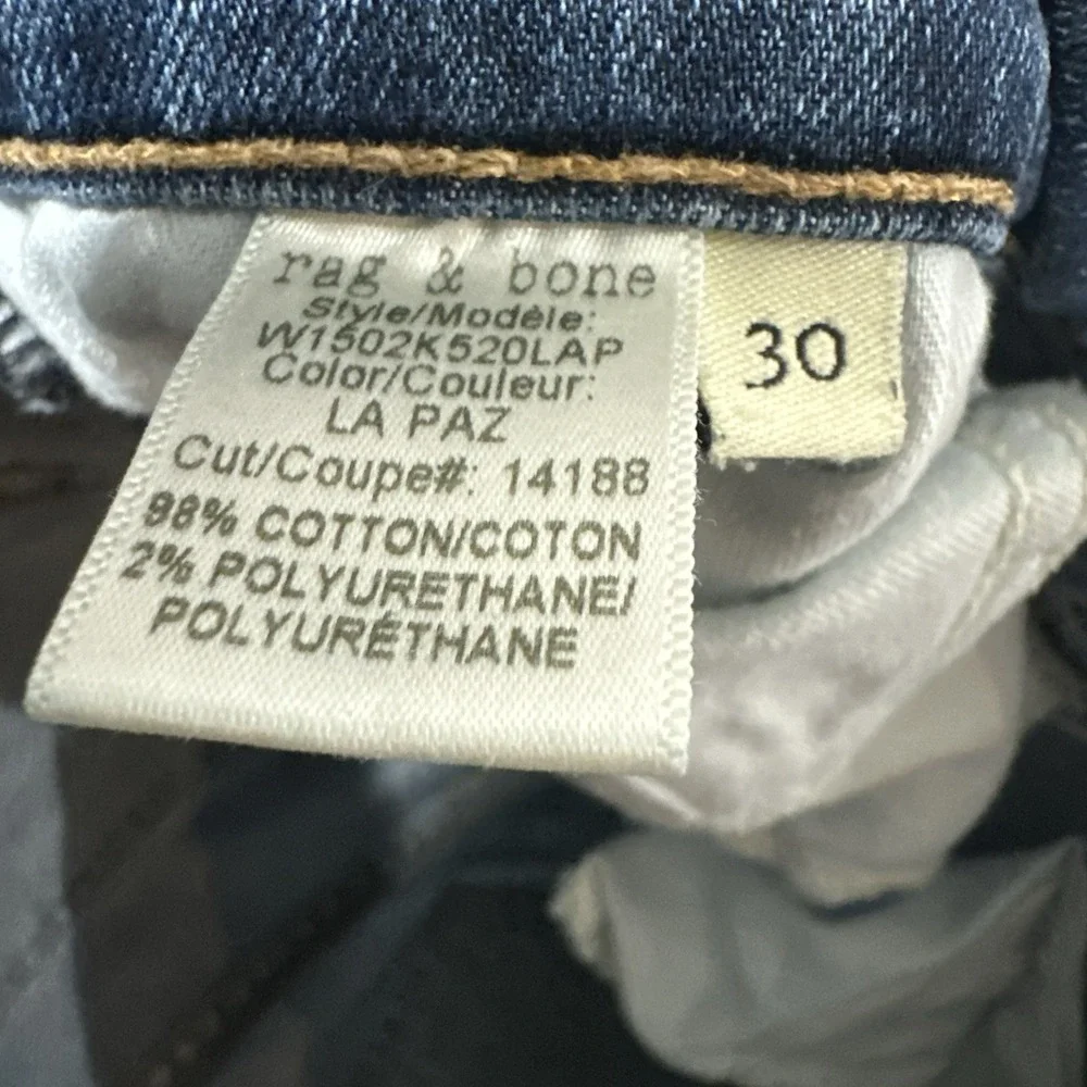 Rag & Bone Distressed Skinny Jeans Women's 30 La Paz Raw Frayed‎ Hem 5 Pockets